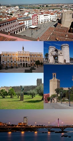 Which country's border is close to Badajoz?
