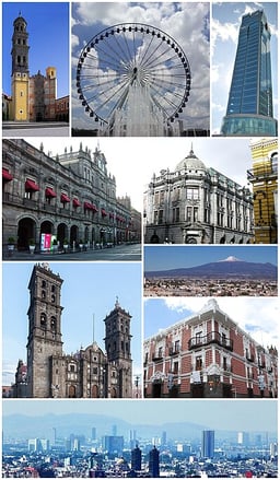 What is the distance between Puebla and Mexico City?