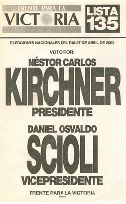 Against which President did Kirchner side with Eduardo Duhalde?