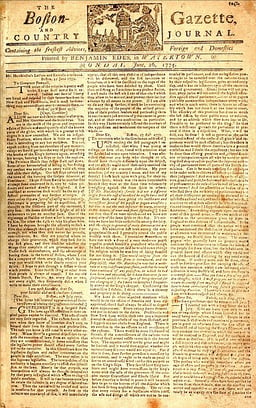 When was the first issue of the Boston Gazette published?