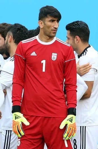 How many AFC Asian Cups has Beiranvand represented Iran in?