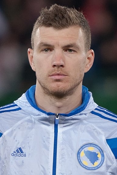 In which year did Edin Džeko become the first player to score 50 goals in three of Europe's top five major leagues?