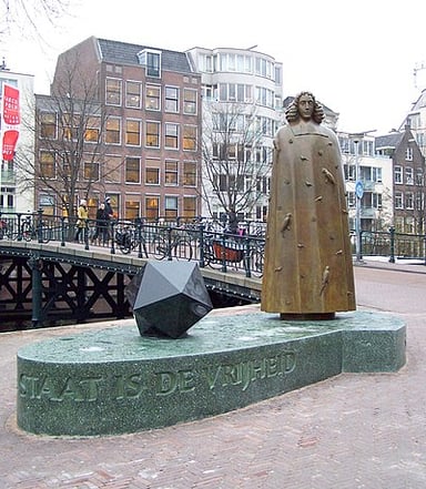 Which religious text did Spinoza develop controversial ideas about?