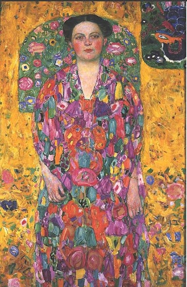 What distinct method can be found in Klimt's "golden phase" paintings?