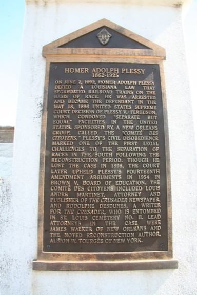 What year was Homer Plessy arrested for his act of civil disobedience?