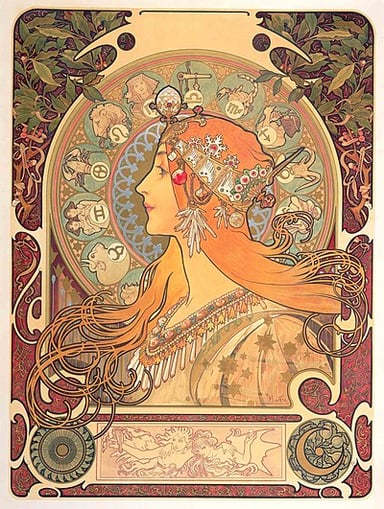 What is Mucha's most well-known subject matter?