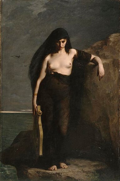 Which ancient Greek painter created a painting of Sappho?