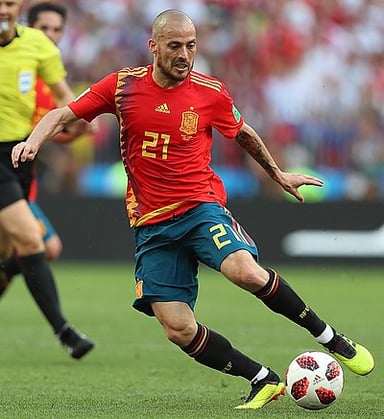 What is David Silva's ranking in Spain's all-time top goalscorers list?