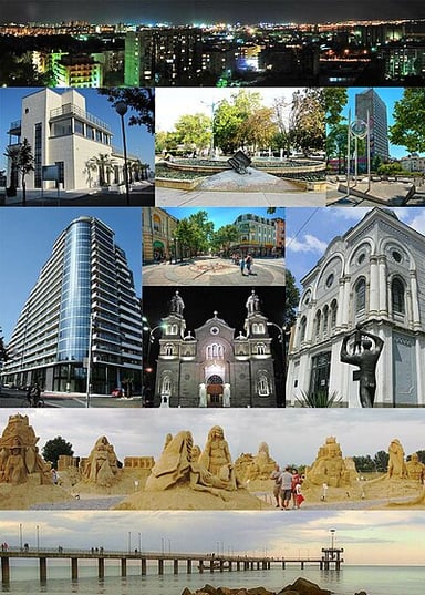 Which architectural style is predominant in the city center of Burgas?