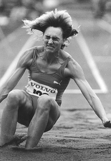 In what year did Heike Drechsler record a legal best of 7.48 metres in long jump?