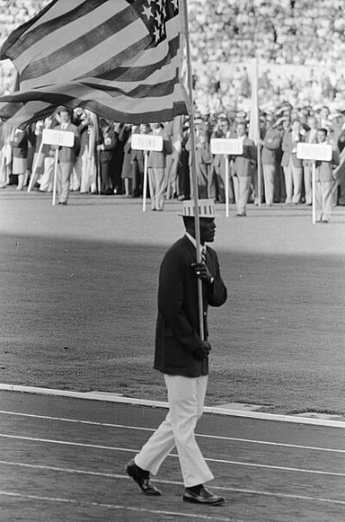 Who did Rafer Johnson serve as a flag bearer for at the 1960 Olympics?