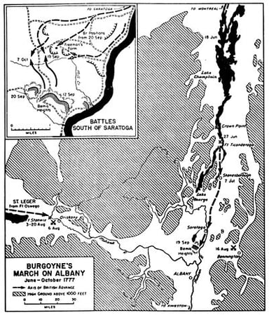 Where did Burgoyne advance from in his campaign?