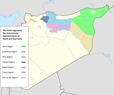 Which areas does the Autonomous Administration of North and East Syria consist of?
