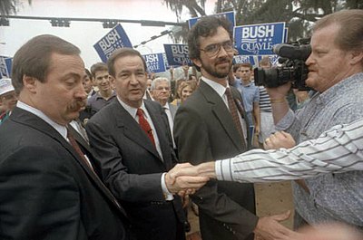 Against which incumbent president did Buchanan run in 1992?