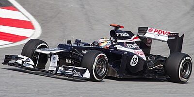Which Formula One team did Maldonado first race for?