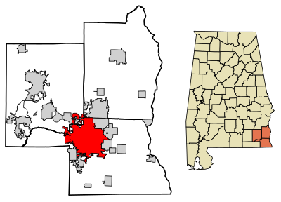 Which counties does Dothan, Alabama extend into?