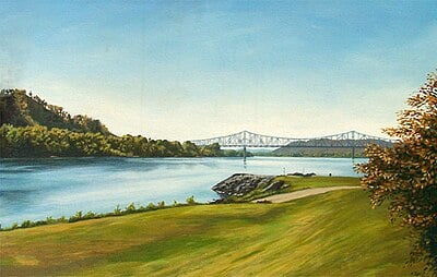 On which bank of the Ohio River is Portsmouth, Ohio located?