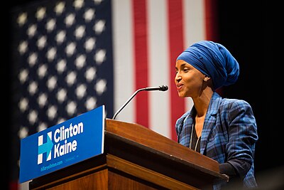 What organizations has Ilhan Omar been a part of?[br](Select 2 answers)