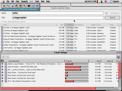 What was the main format of the audio files shared on Napster?