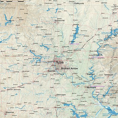 Could you please share with me the percentage of Tulsa's area that is occupied by water?