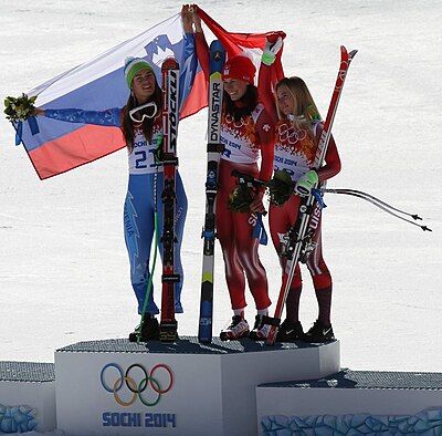 What is the highest number of World Cup podiums Tina Maze has had in a season?