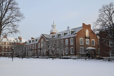 Which campus of Johns Hopkins University houses the medical school, nursing school, and Bloomberg School of Public Health?