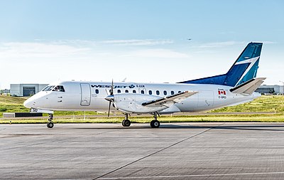 What is the name of WestJet's subsidiary that operates Saab 340B aircraft?