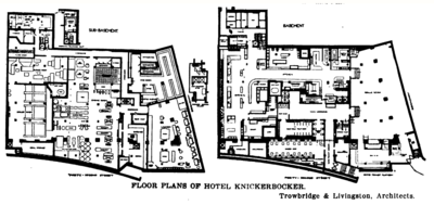 Who designed the original interior of The Knickerbocker Hotel in 1905?