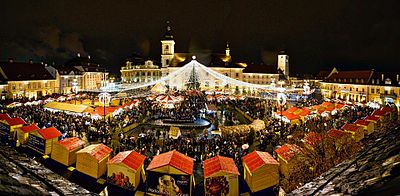 What is Sibiu internationally known for during the holiday season?