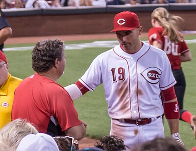 What makes Joey Votto's on-base percentage noteworthy at the end of the 2018 season?