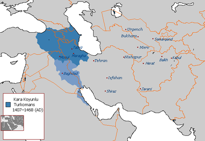 Which modern-day country was NOT part of the Qara Qoyunlu territory?