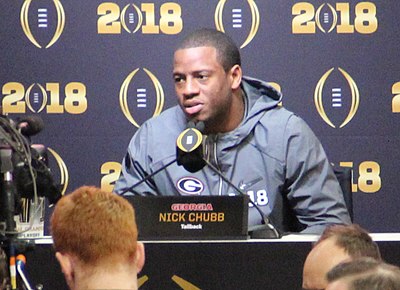 How many touchdowns did Nick Chubb score in his rookie NFL season?