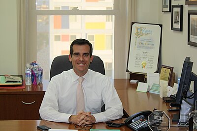 What is Garcetti's re-election year as mayor of Los Angeles?