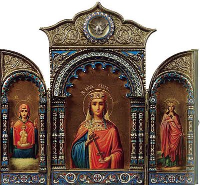How is Olga depicted in most icons?