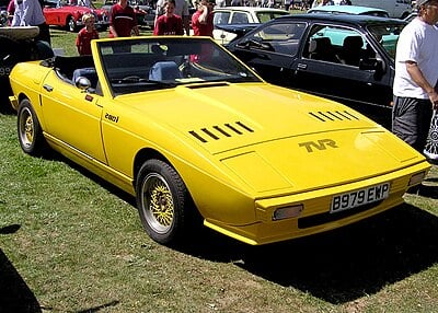 What was the first TVR model to feature a V8 engine?