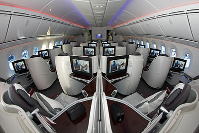 What is the name of Qatar Airways' business class product?