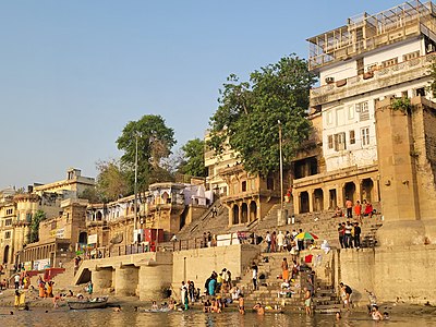 What is the name of the ghat in Varanasi named after Tulsidas?