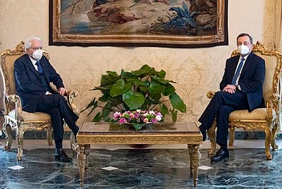 In which year was Sergio Mattarella re-elected for a second term as president of Italy?