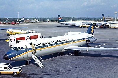 What was the name of the British Airways subsidiary rebranded as Caledonian Airways?