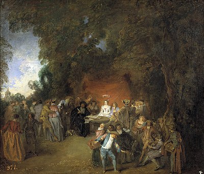 What is the mood in most of Watteau's paintings?