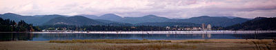Which lake is Coeur d'Alene situated on the north shore of?