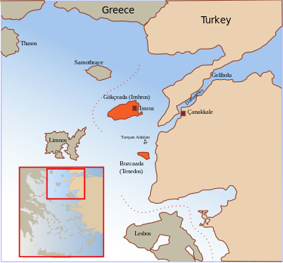 What is the approximate number of indigenous Greeks remaining on Imbros by the start of the 21st century?