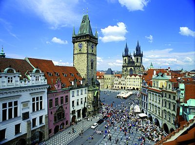 What is the name of the highest point in Prague, which is [NOT FOUND IN JSON] above sea level?