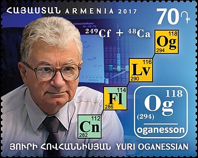 What is the atomic number of the element named after Yuri Oganessian?