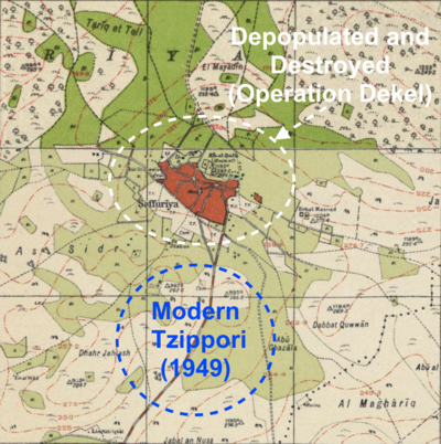 What is the modern name of the moshav established near Sepphoris?