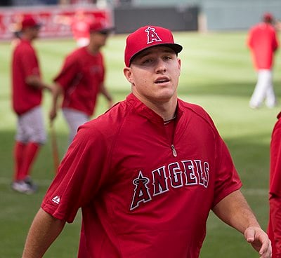 How many times has Mike Trout led the American League in wins above replacement (WAR)?