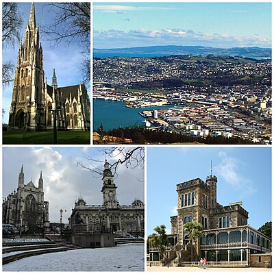 Which church established the Scottish settlement in Dunedin in 1848?