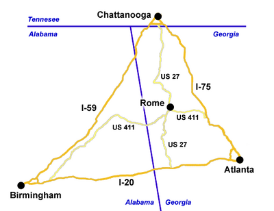 In which mountain range are the foothills that Rome, Georgia is located in?