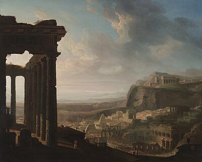John Martin's works mainly depicted what kind of subjects?