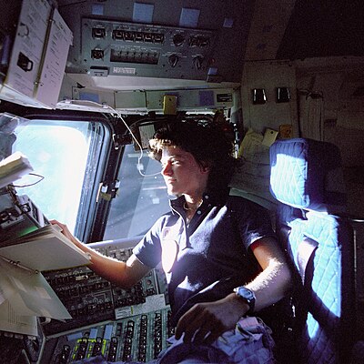 How many times did Sally Ride travel to space?